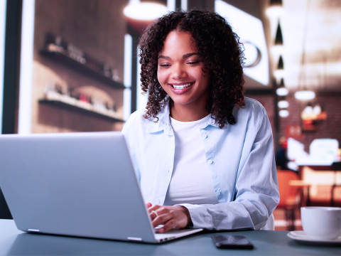 College student at a computer